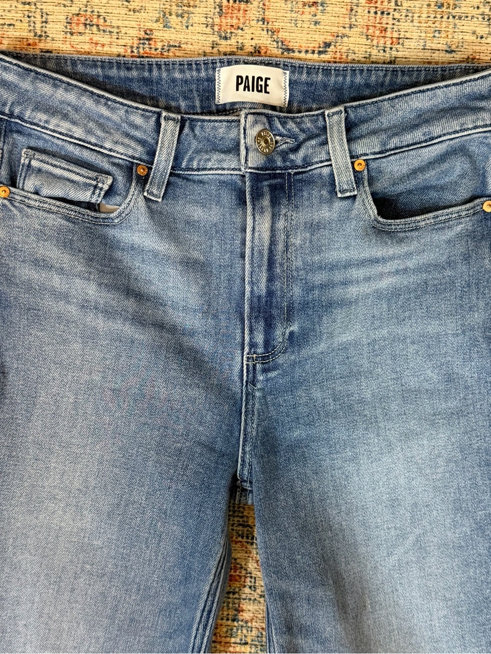 PAIGE Laurel Canyon Jeans 29 High Rise Flare Bootcut Medium Wash Stretch Denim - Picture 3 of 12